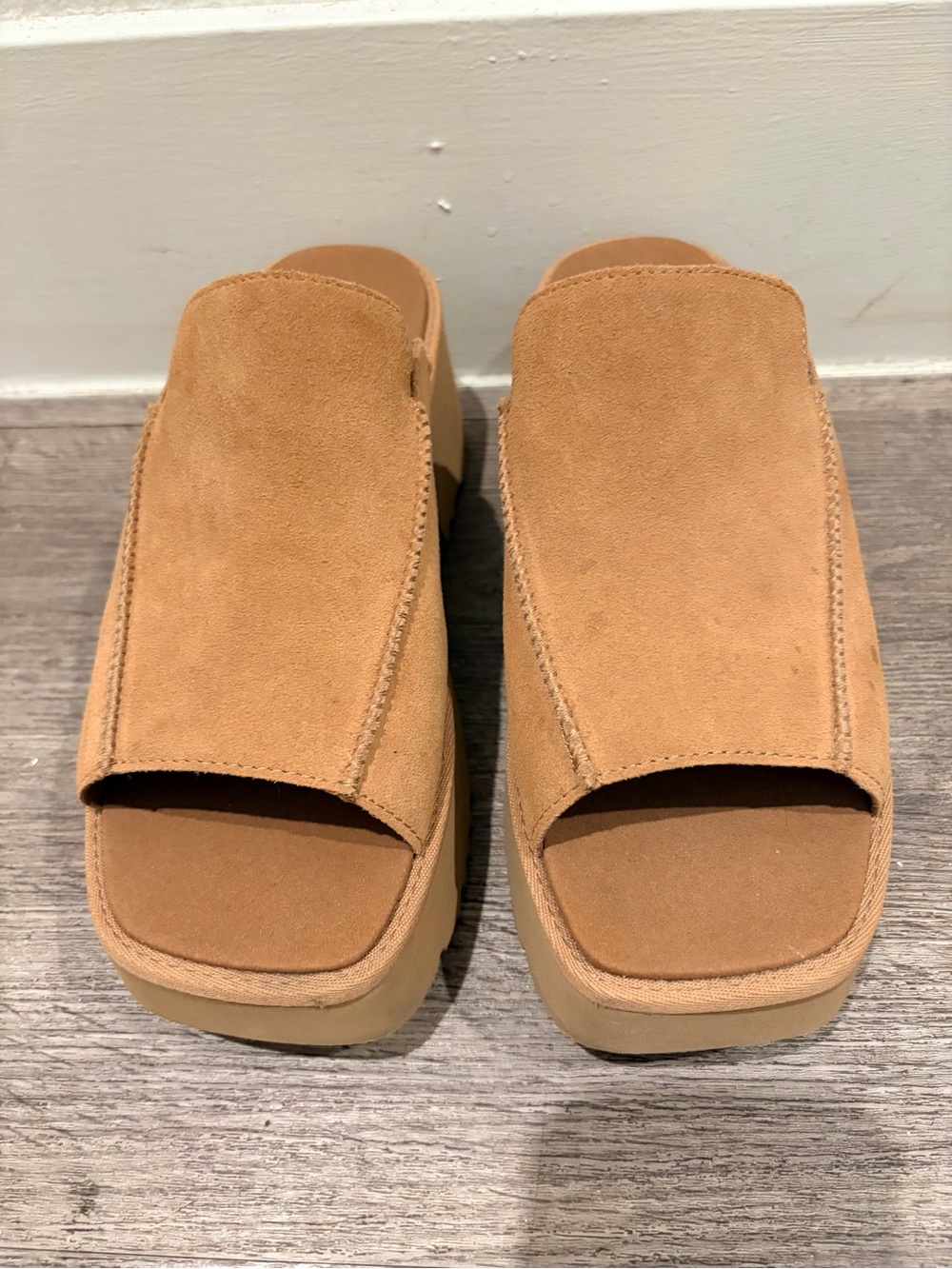 UGG Women's Platform Slide Sandals in Tan Suede